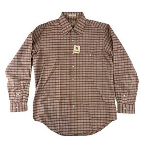 Vtg. Alan Flusser Shirt Mens Medium Glen Plaid Lambs Wool Blend Button Retro NOS